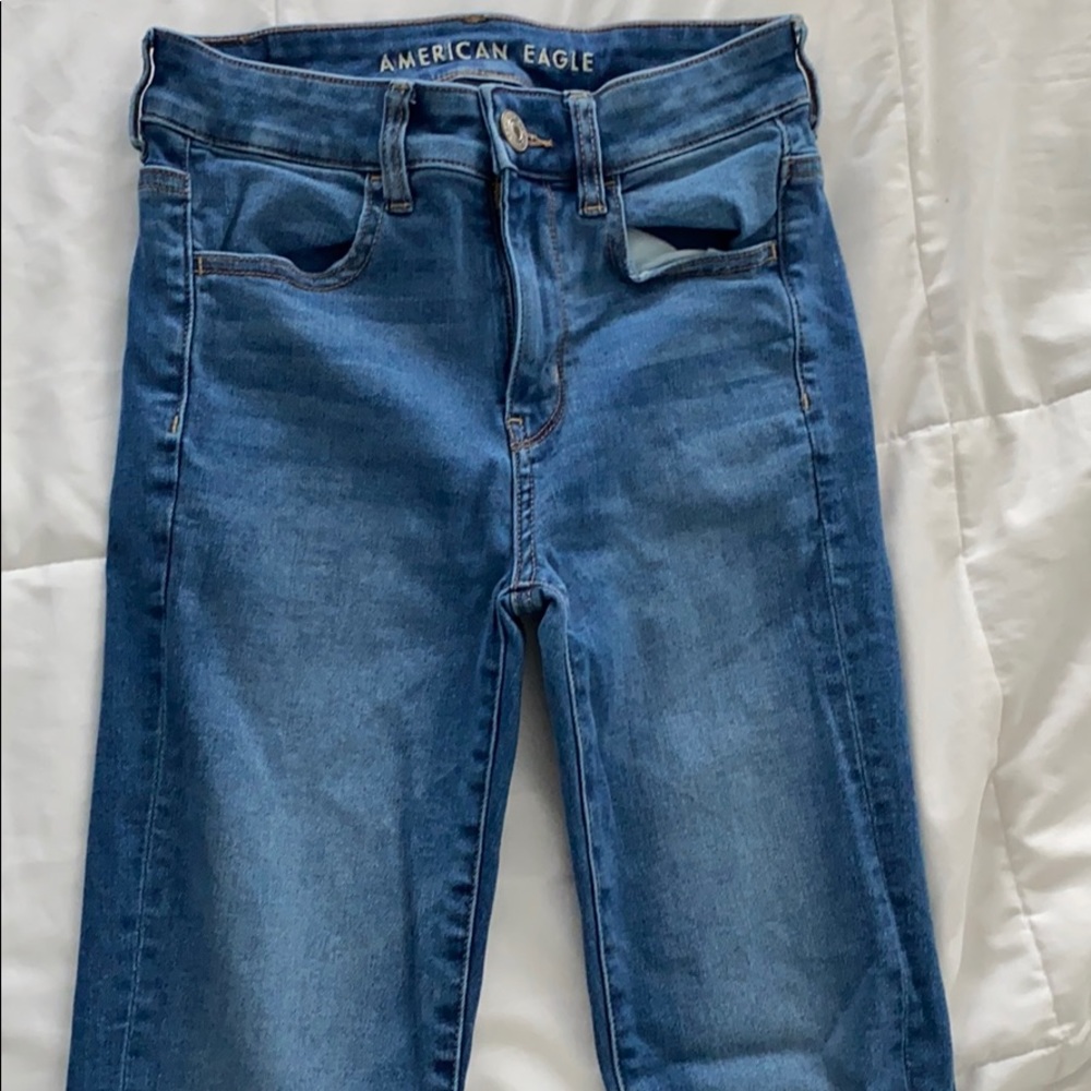 blue american eagle skinny jeans size 2